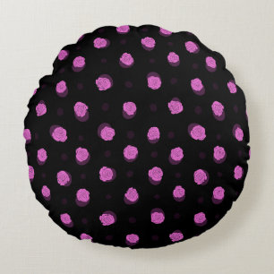 seamless ink pattern with abstract flowers in vio round cushion