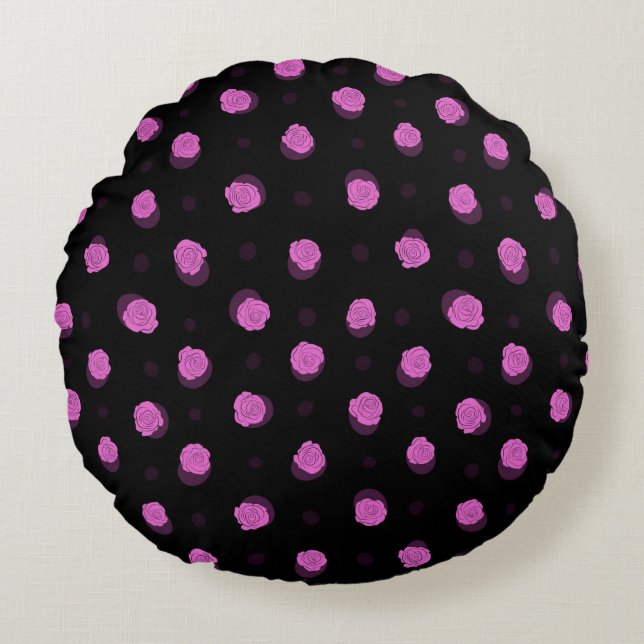  seamless ink pattern with abstract flowers in vio round cushion (Front)