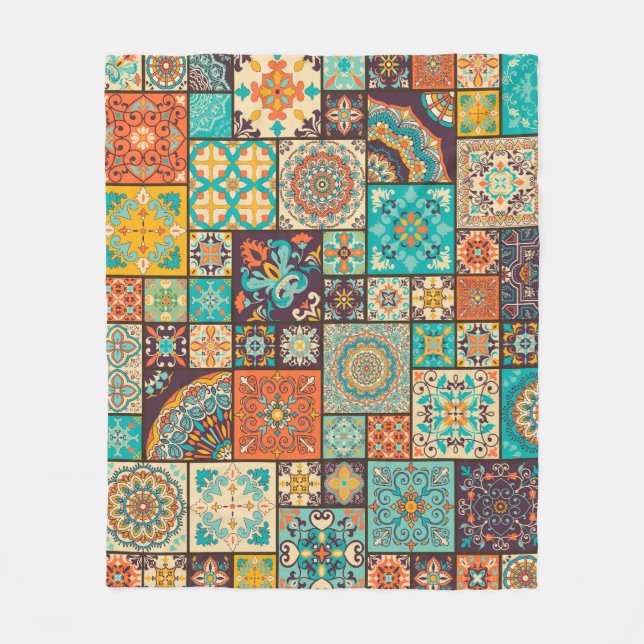 Seamless Islamic, Arabic tile pattern. Fleece Blanket (Front)
