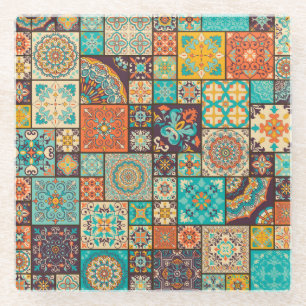 Seamless Islamic, Arabic tile pattern. Glass Coaster
