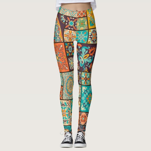 Seamless Islamic, Arabic tile pattern. Leggings (Front)