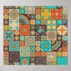 Seamless Islamic, Arabic tile pattern. Poster