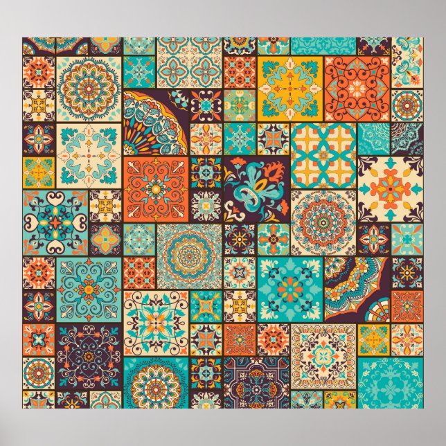 Seamless Islamic, Arabic tile pattern. Poster (Front)