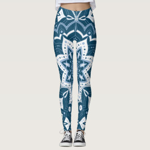 Seamless Islamic Art Colourful Blue Leggings