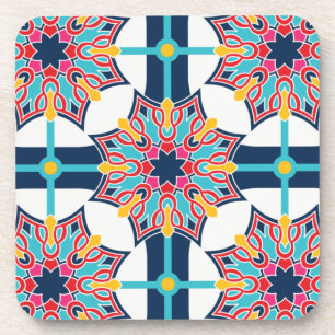 Seamless Islamic Art Colourful Coaster