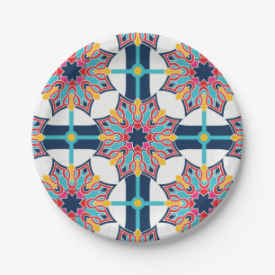 Seamless Islamic Art Colourful  Paper Plate