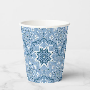 Seamless Islamic Colorful Blue Paper Cups