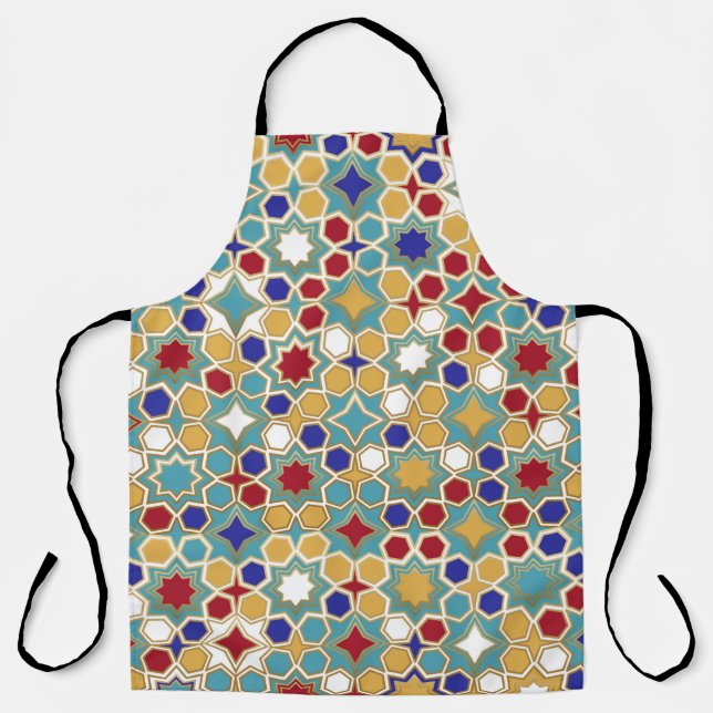Seamless Islamic patterns in colour. Islamic ornam Apron (Front)