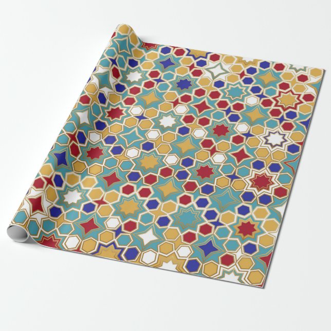 Seamless Islamic patterns in colour. Islamic ornam Wrapping Paper (Unrolled)