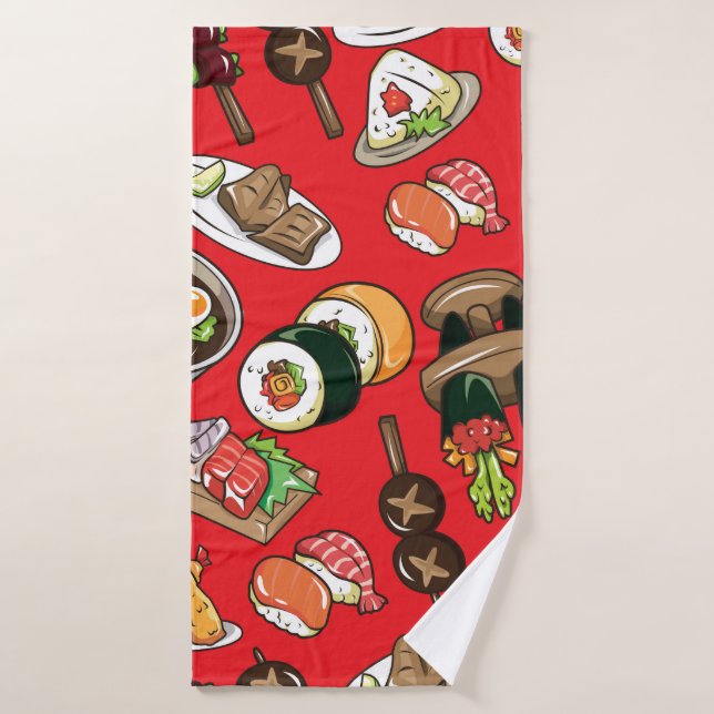 seamless Japanese food pattern Bath Towel (Bath Towel)