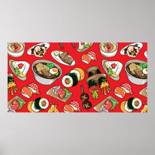 seamless Japanese food pattern Poster