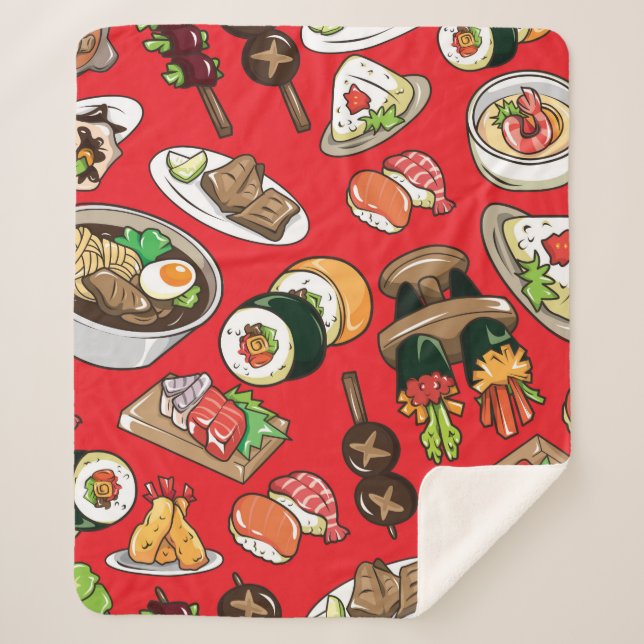 seamless Japanese food pattern Sherpa Blanket (Front)