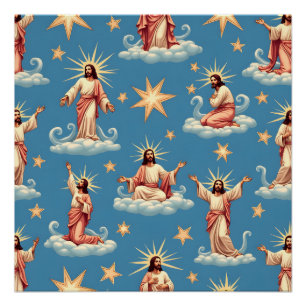 Seamless Jesus Pattern Religion Gift Christianity Poster