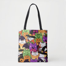 Seamless Kawaii Cat Halloween Pattern