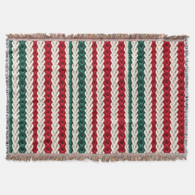 Seamless Knitted Christmas Digital Pattern Throw Blanket (Front)
