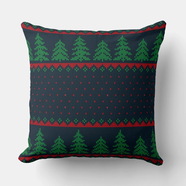 Seamless Knitted Christmas tree  Pattern Cushion (Front)
