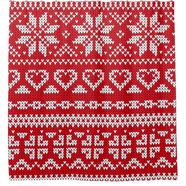 Seamless knitting pattern Norway festive sweater d Shower Curtain (Front)
