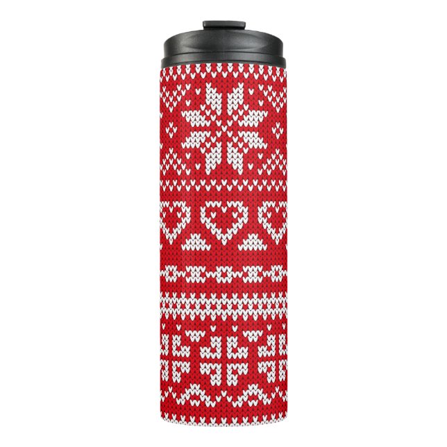 Seamless knitting pattern Norway festive sweater d Thermal Tumbler (Front)