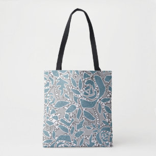 Seamless lace roses romantic retro vintage blue la tote bag