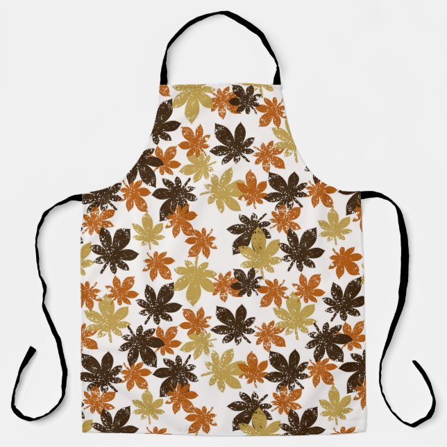 seamless leaf pattern with grunge effect apron (Front)