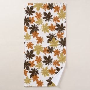 seamless leaf pattern with grunge effect bath towel