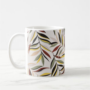 seamless leaves pattern on grey backgroundpattern, coffee mug