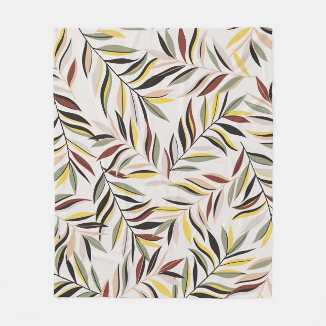 seamless leaves pattern on grey backgroundpattern, fleece blanket (Front)