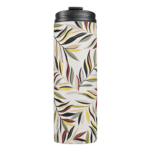 seamless leaves pattern on grey backgroundpattern, thermal tumbler