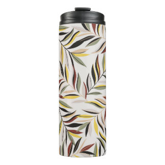 seamless leaves pattern on grey backgroundpattern, thermal tumbler