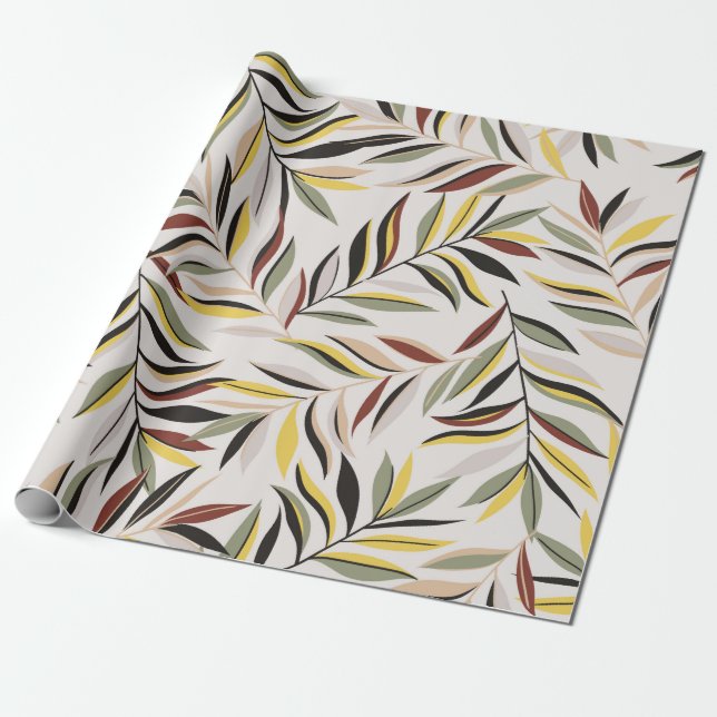 seamless leaves pattern on grey backgroundpattern, wrapping paper (Unrolled)