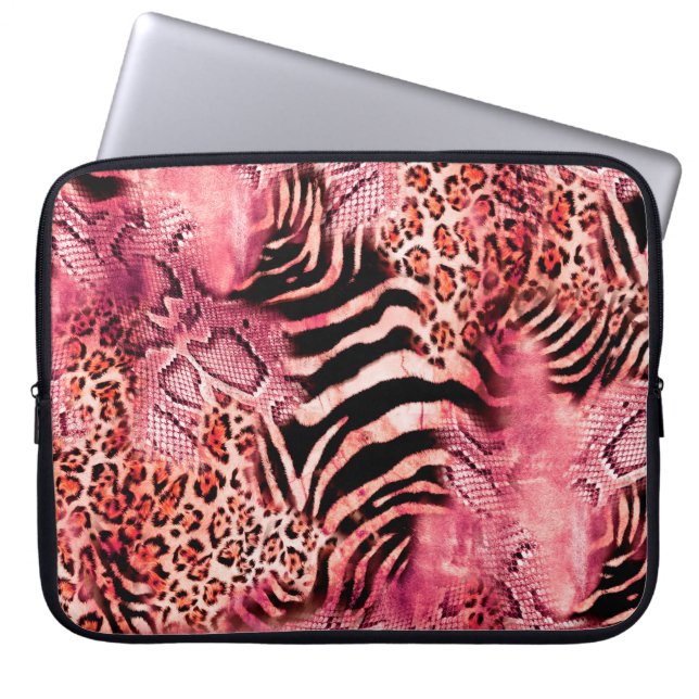 Seamless leopard pattern, abstract zebra. leopard, laptop sleeve (Front)
