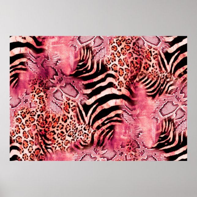 Seamless leopard pattern, abstract zebra. leopard, poster (Front)