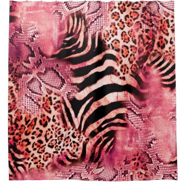 Seamless leopard pattern, abstract zebra. leopard, shower curtain (Front)