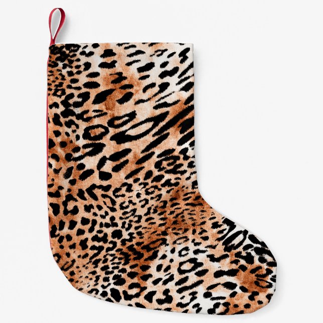 Seamless leopard pattern, african animal print small christmas stocking (Front)