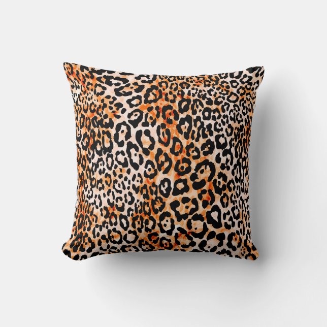 Seamless leopard pattern, hand drawing animal prin cushion (Front)