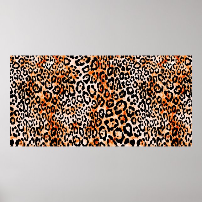 Seamless leopard pattern, hand drawing animal prin poster (Front)