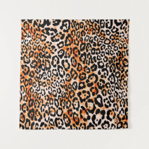 Seamless leopard pattern, hand drawing animal prin tapestry