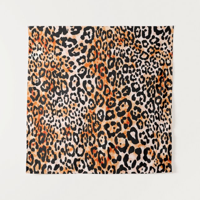 Seamless leopard pattern, hand drawing animal prin tapestry (Front)