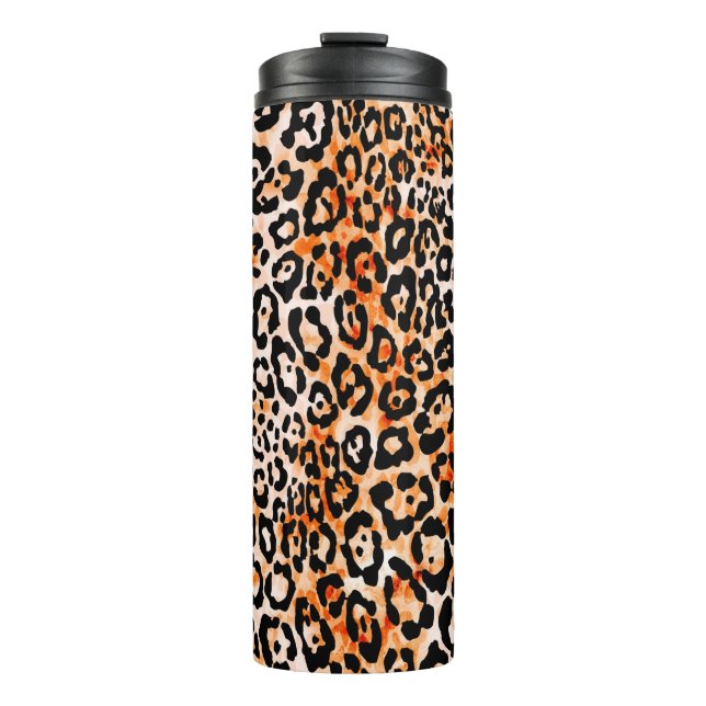 Seamless leopard pattern, hand drawing animal prin thermal tumbler (Front)