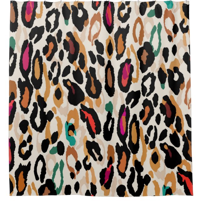 Seamless leopard print pattern shower curtain (Front)