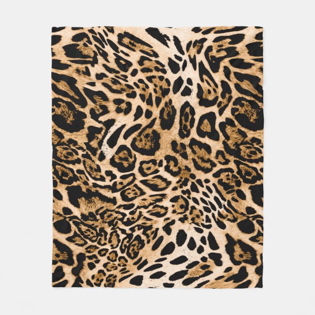 Seamless leopard texture, animal skin fleece blanket (Front)