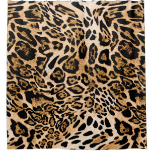 Seamless leopard texture, animal skin shower curtain