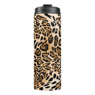 Seamless leopard texture, animal skin thermal tumbler
