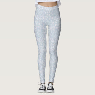 Seamless Light Blue, Pink & White Mandalas  Leggings