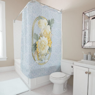 Seamless Light Blue, Pink & White Mandalas Shower Curtain