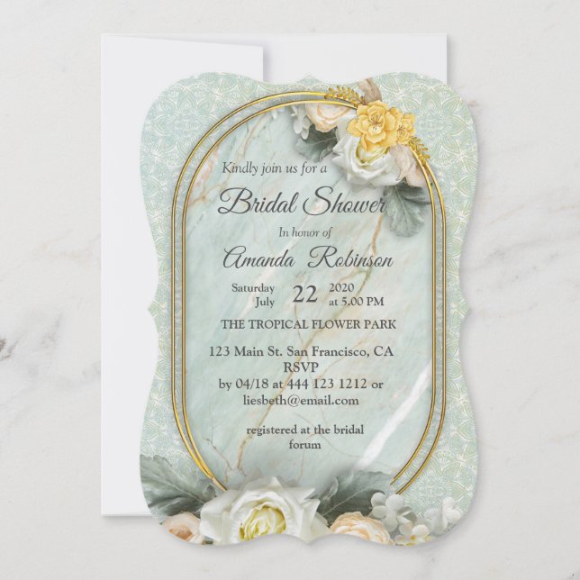 Seamless Light Green, Yellow & White Mandalas  Invitation (Front)