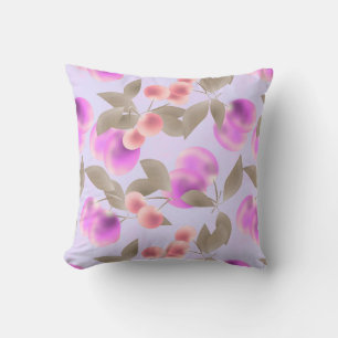 Seamless light plum fruits purple berries cherry p cushion