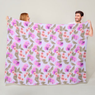 Seamless light plum fruits purple berries cherry p fleece blanket