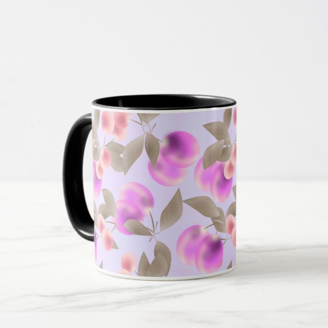 Seamless light plum fruits purple berries cherry p mug (Front Left)