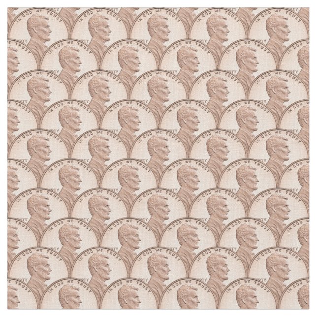 Seamless Lincoln Penny Pattern – Copper Coins Fabric (Close Up)